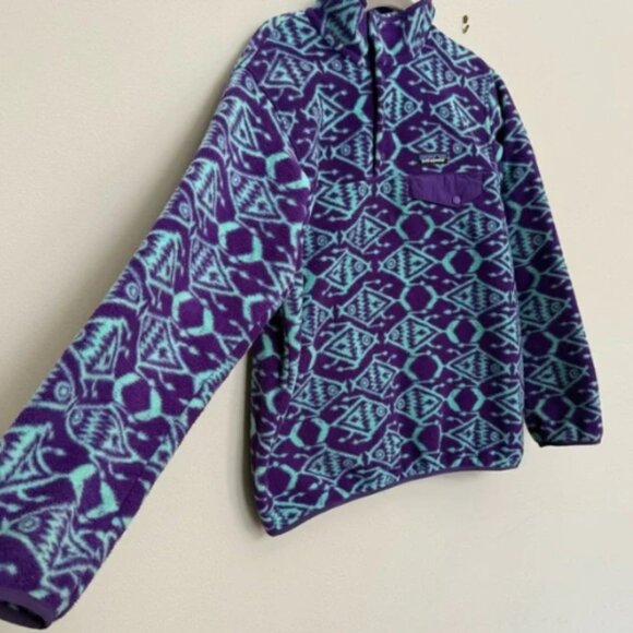 Patagonia Snap T Synchilla Womens Ikat Big Fish medium Purple - Picture 3 of 7
